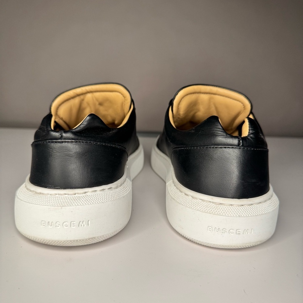 Buscemi Black Italian Leather White Sole Low Top Sneakers w/ Tan Lining Size 38 - Picture 8 of 16